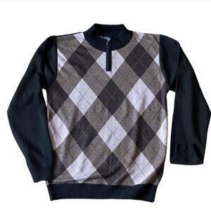 STUDIO BY OMEGA Men’s Black Brown Quarter Zip Sweater Size L